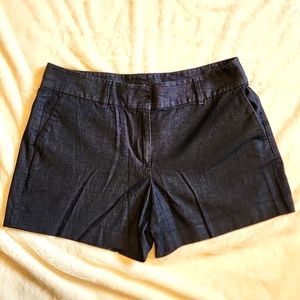 Ann Taylor City Flat Front Mid-Rise Shorts Blue Denim | Women's Size 10